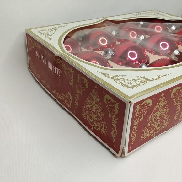 MCM Christmas Ornament Set Of 10 With Original Box Pink Glass Shiny Brite 1950s - Picture 11 of 14